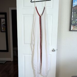 Elan White Maxi Dress with Embroidery Trim